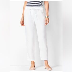 NWT Talbots White Linen Pants Easy Drawstring Waist‎ With Pockets 22W Resortwear